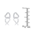 .17 Ct Melded Hearts Rhodium and CZ Stud Earrings