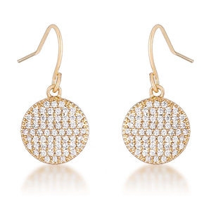 .6 Ct Elegant CZ Gold Plated Disk Earrings