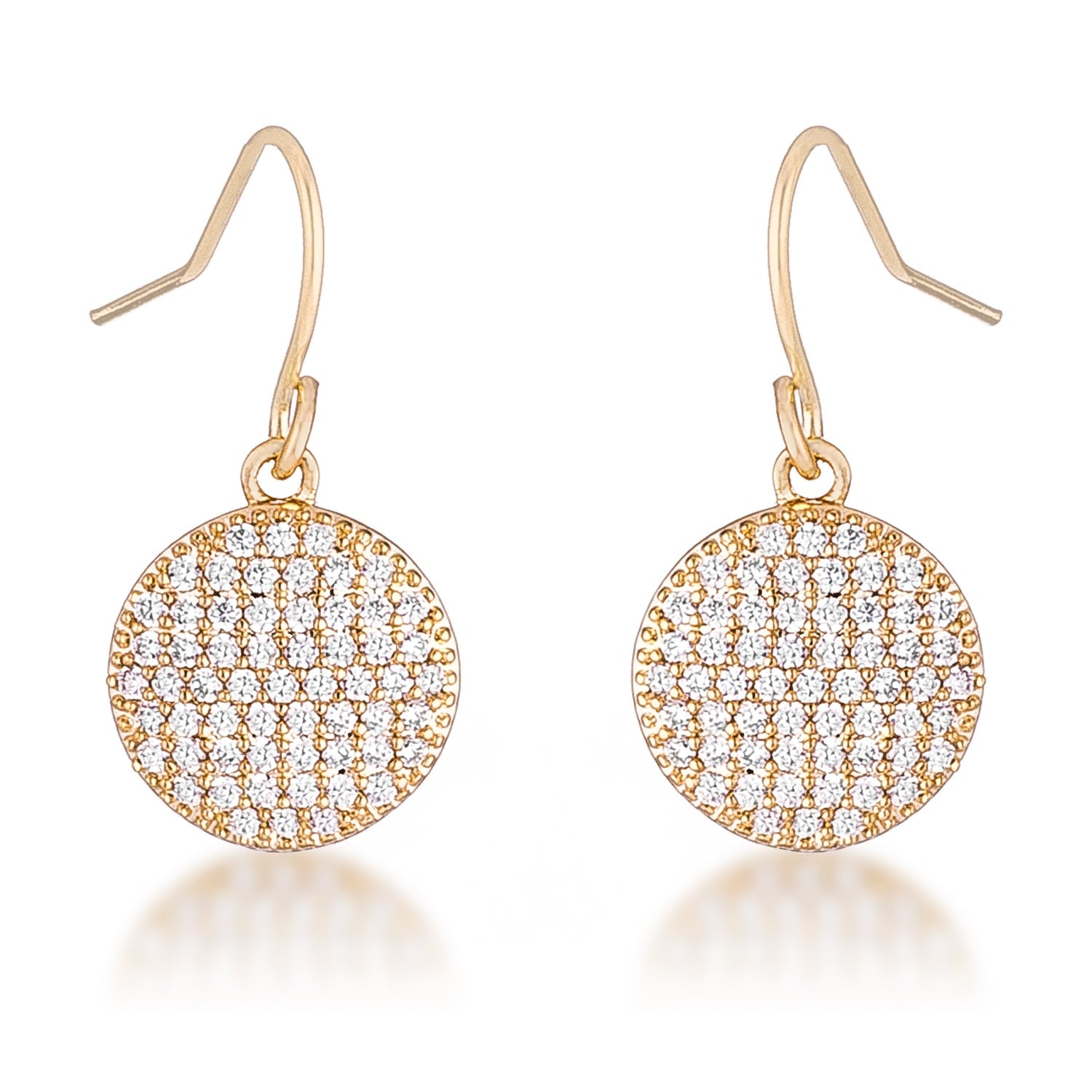 .6 Ct Elegant CZ Gold Plated Disk Earrings