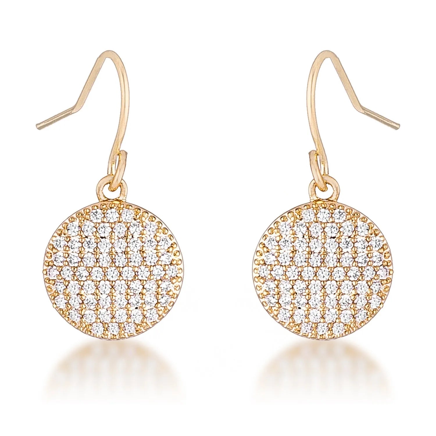 .6 Ct Elegant CZ Gold Plated Disk Earrings