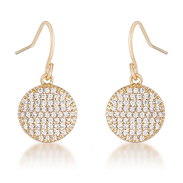 .6 Ct Elegant CZ Gold Plated Disk Earrings