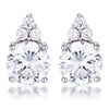 Simple Rhodium Plated 9mm Clear CZ Stud Earring