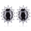 Rhodium Plated Black Petite Royal Oval Earrings