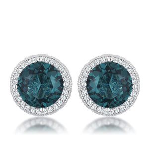 5.84 Ct Rhodium Blue Green Clear CZ Halo Earrings