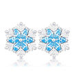 Rhodium Plated Aqua Blue Marquise Snowflake Earrings