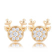 Gold Plated Clear CZ Reindeer Earrings