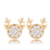 Gold Plated Clear CZ Reindeer Earrings