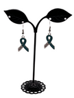 Blue hope awareness ribbon earrings
