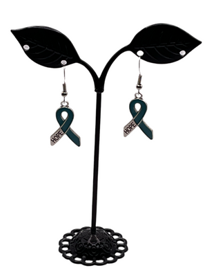 Blue hope awareness ribbon earrings