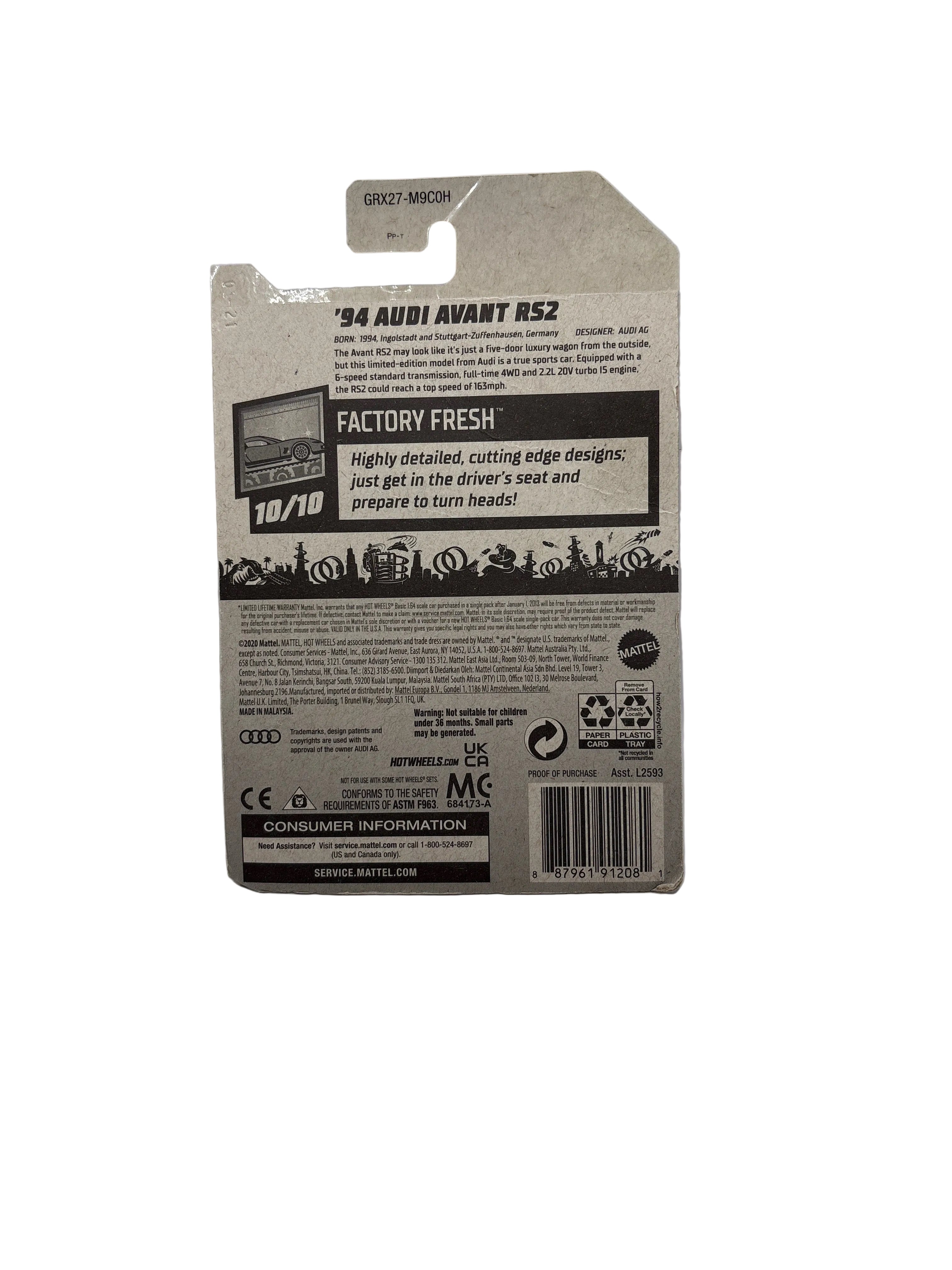 Hot Wheels 94 Audi Avant RS2 Diecast