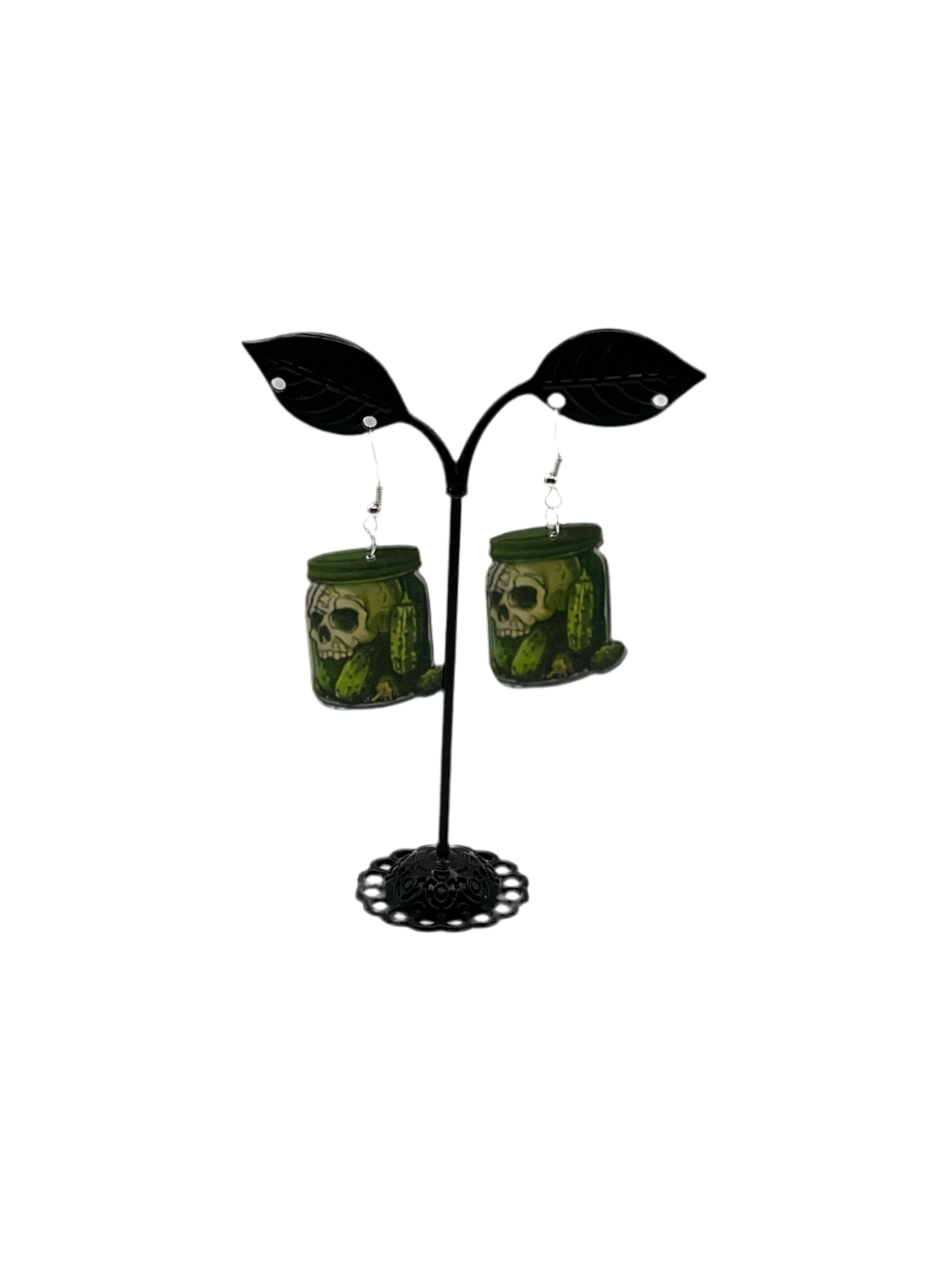Pickle skull earrings
