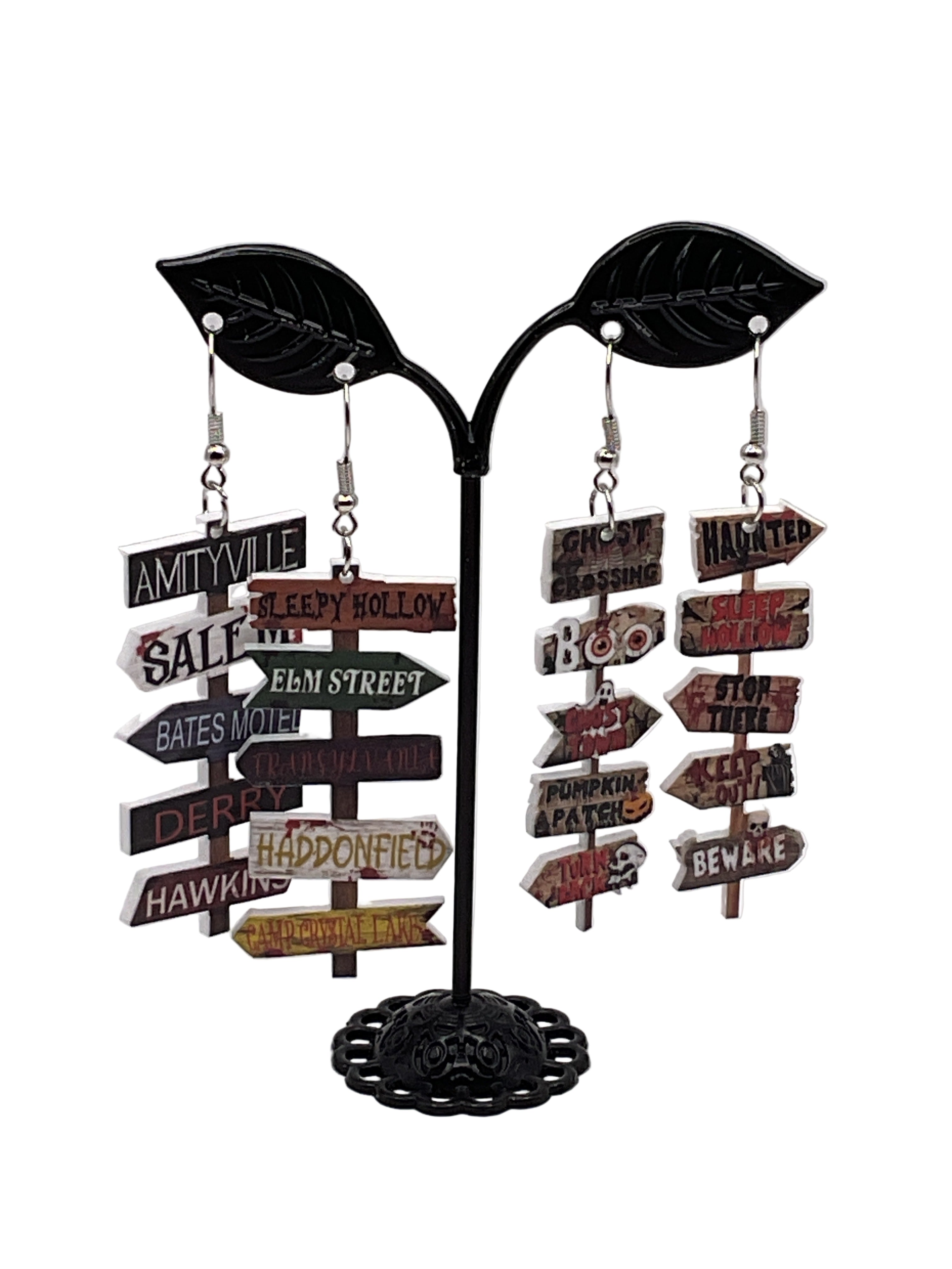 Halloween signpost earrings