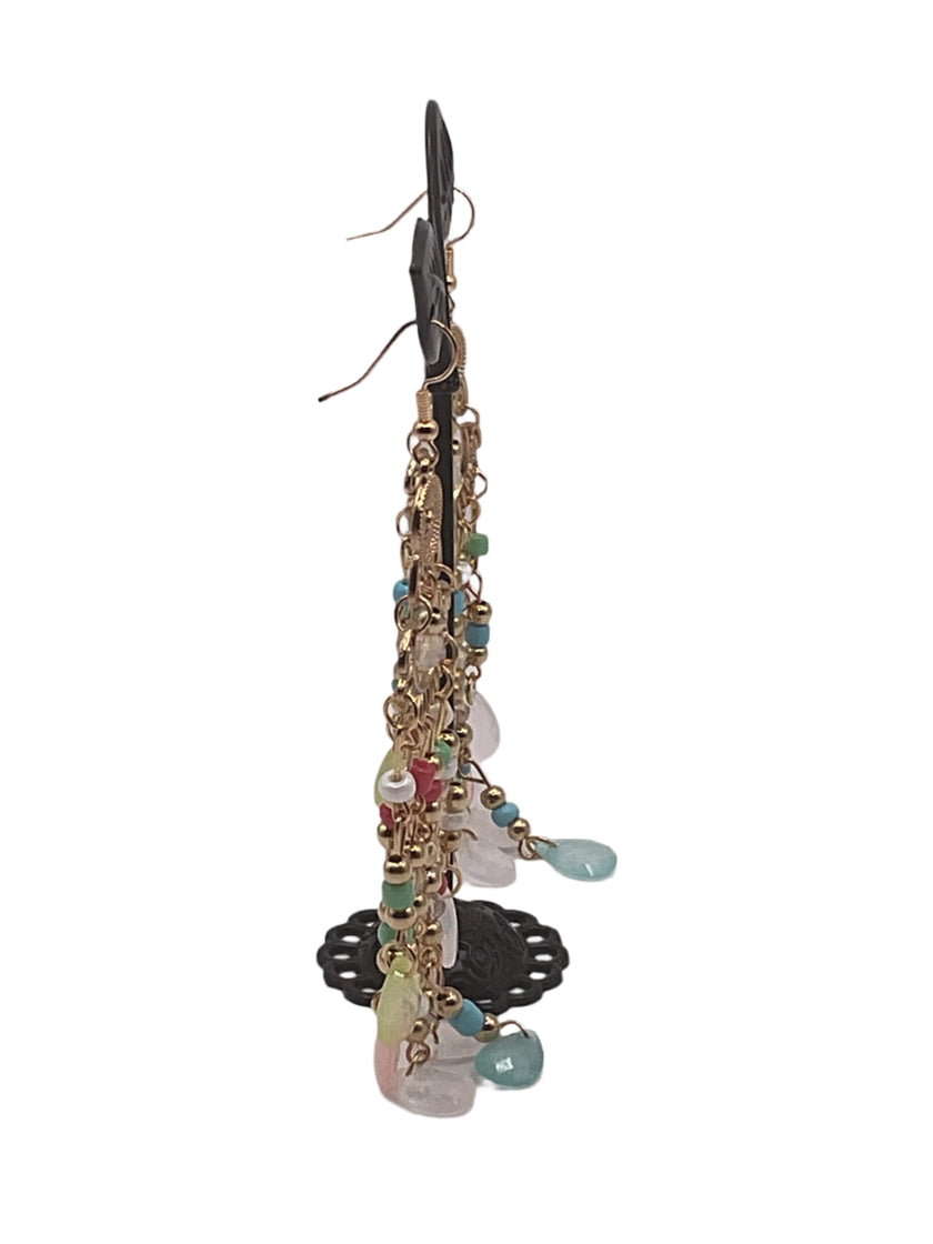 Golden tassel beaded earrings