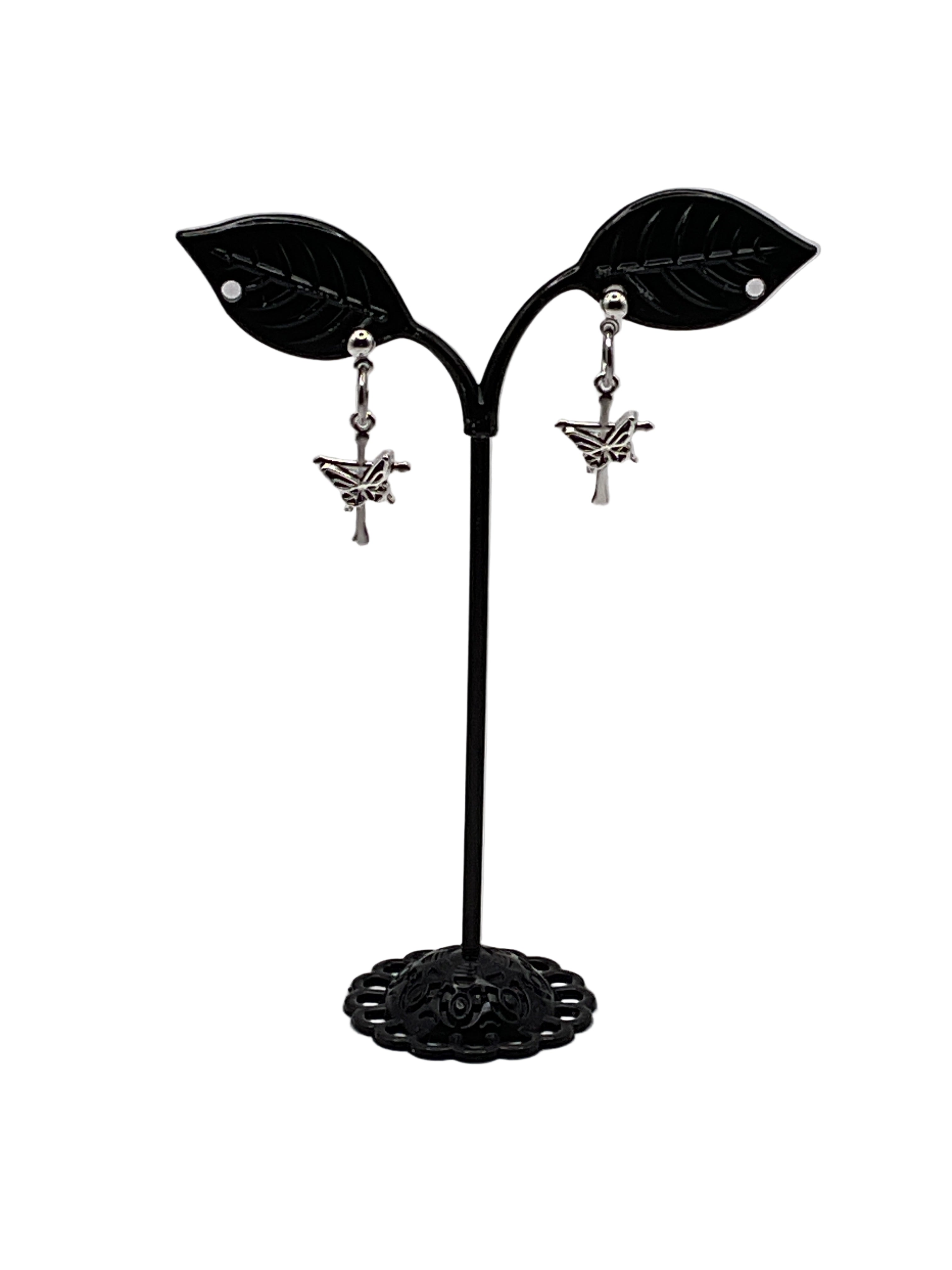 Cross with Butterfly Earrings