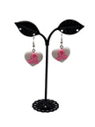 Breast cancer heart earrings