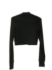 Black Long Sleeve Crop Top