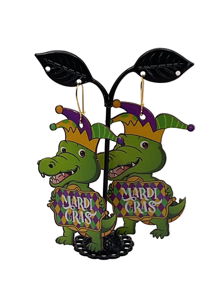 Mardi Gras Wooden Earrings