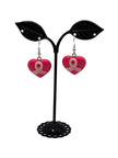 Breast cancer heart earrings