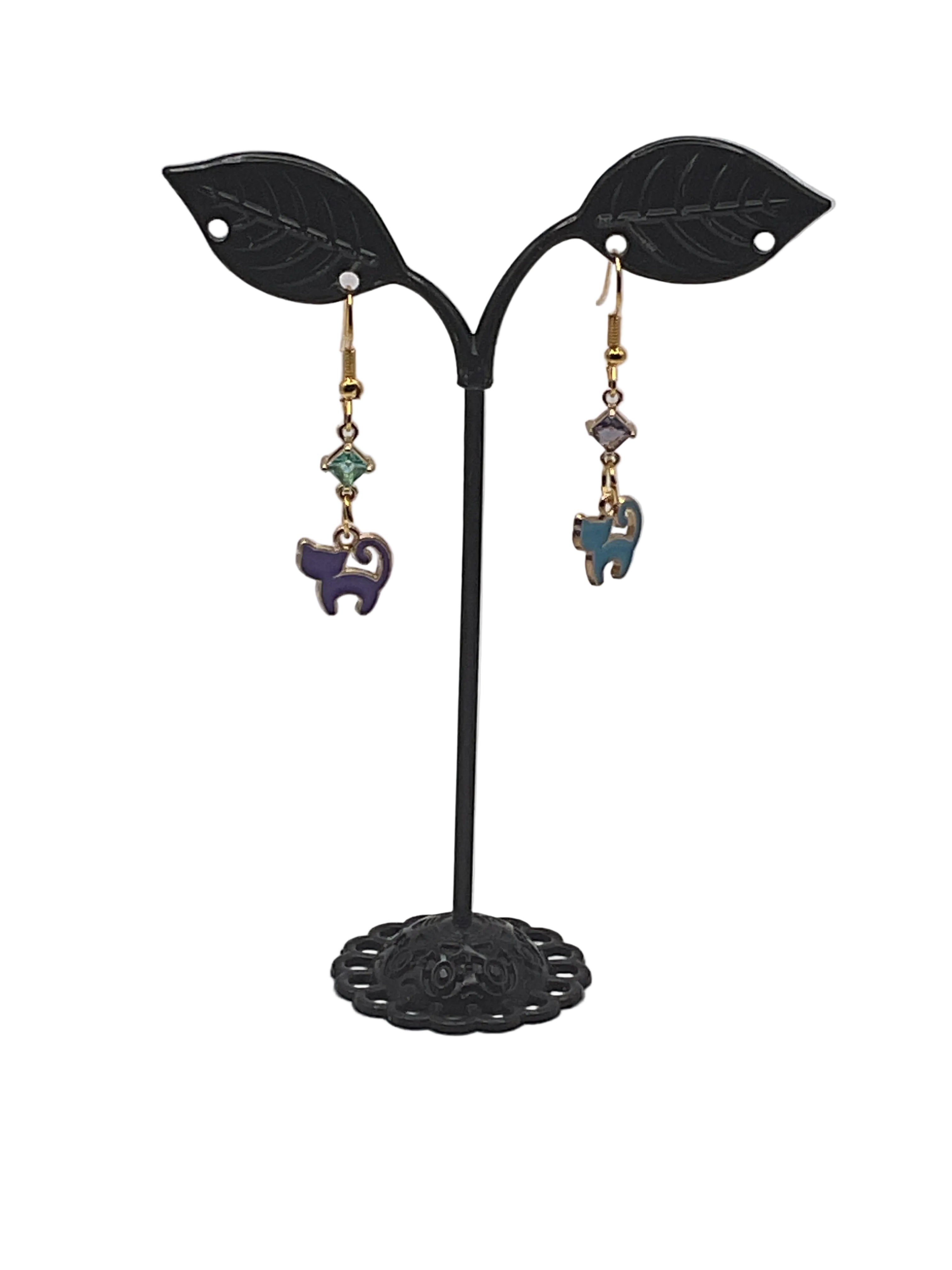 Kitties,Crosses  and Crystal  Earrings