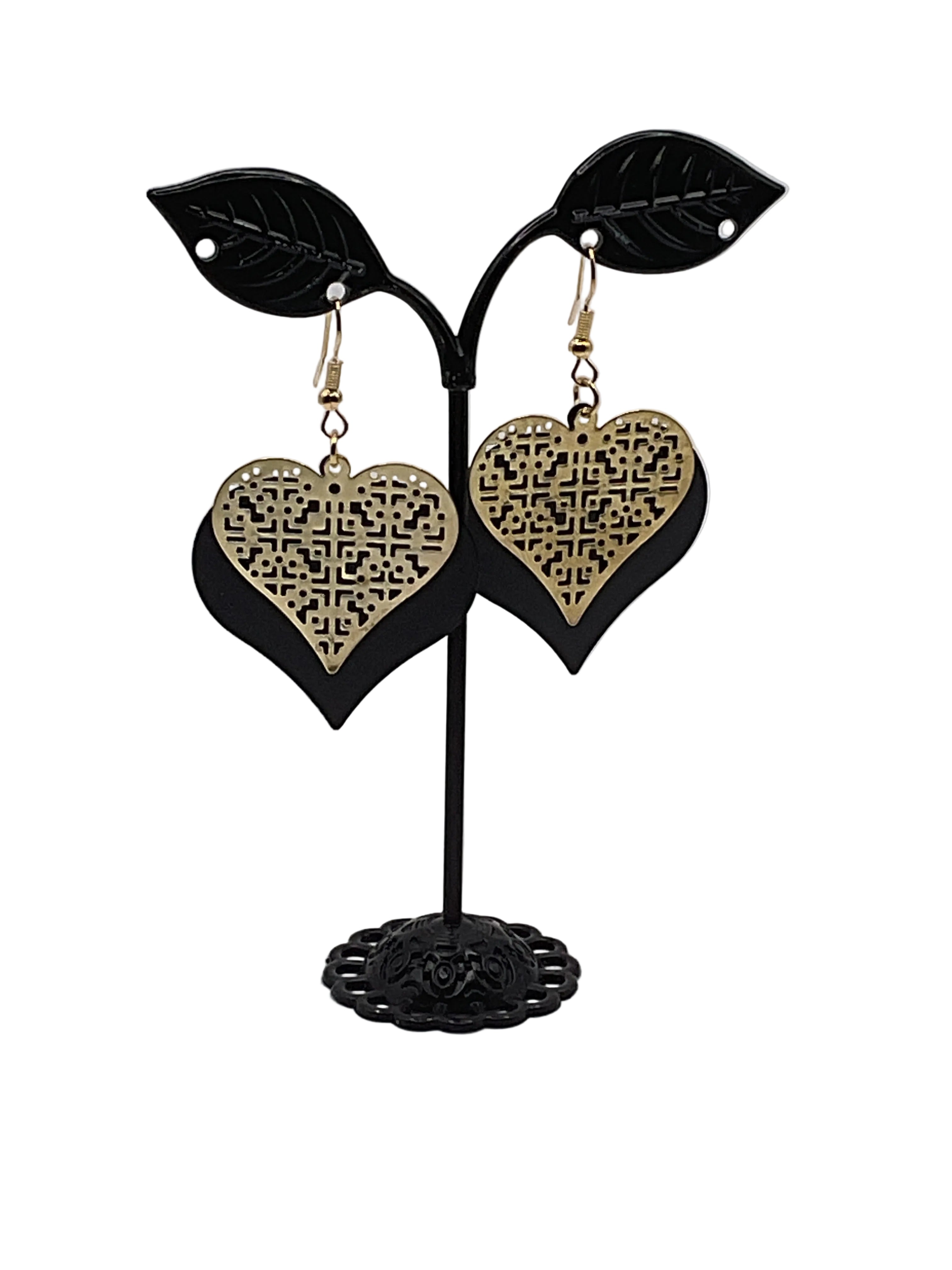 Black and Gold Layered Earrings