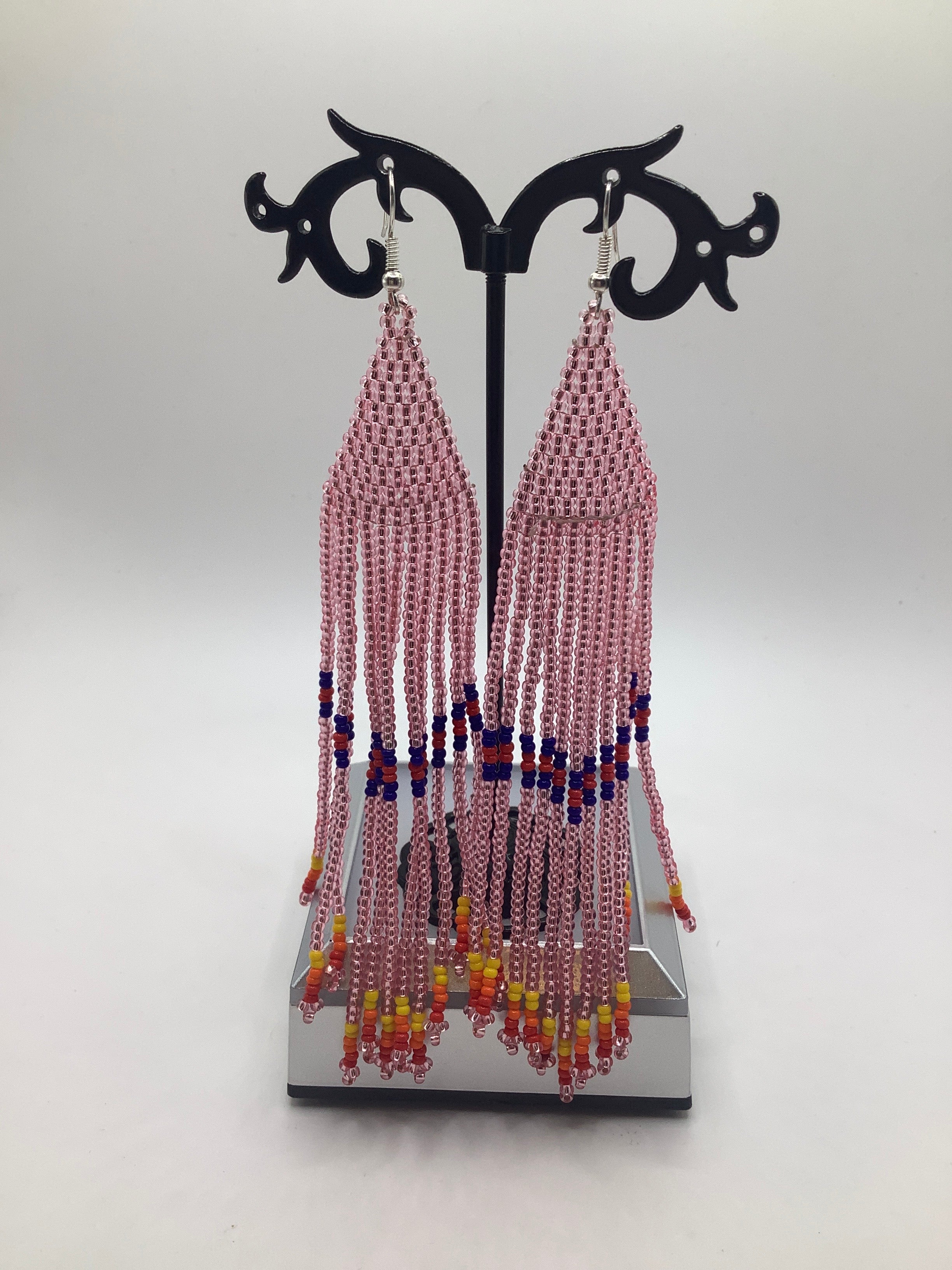 Peruvian pink beaded earrings