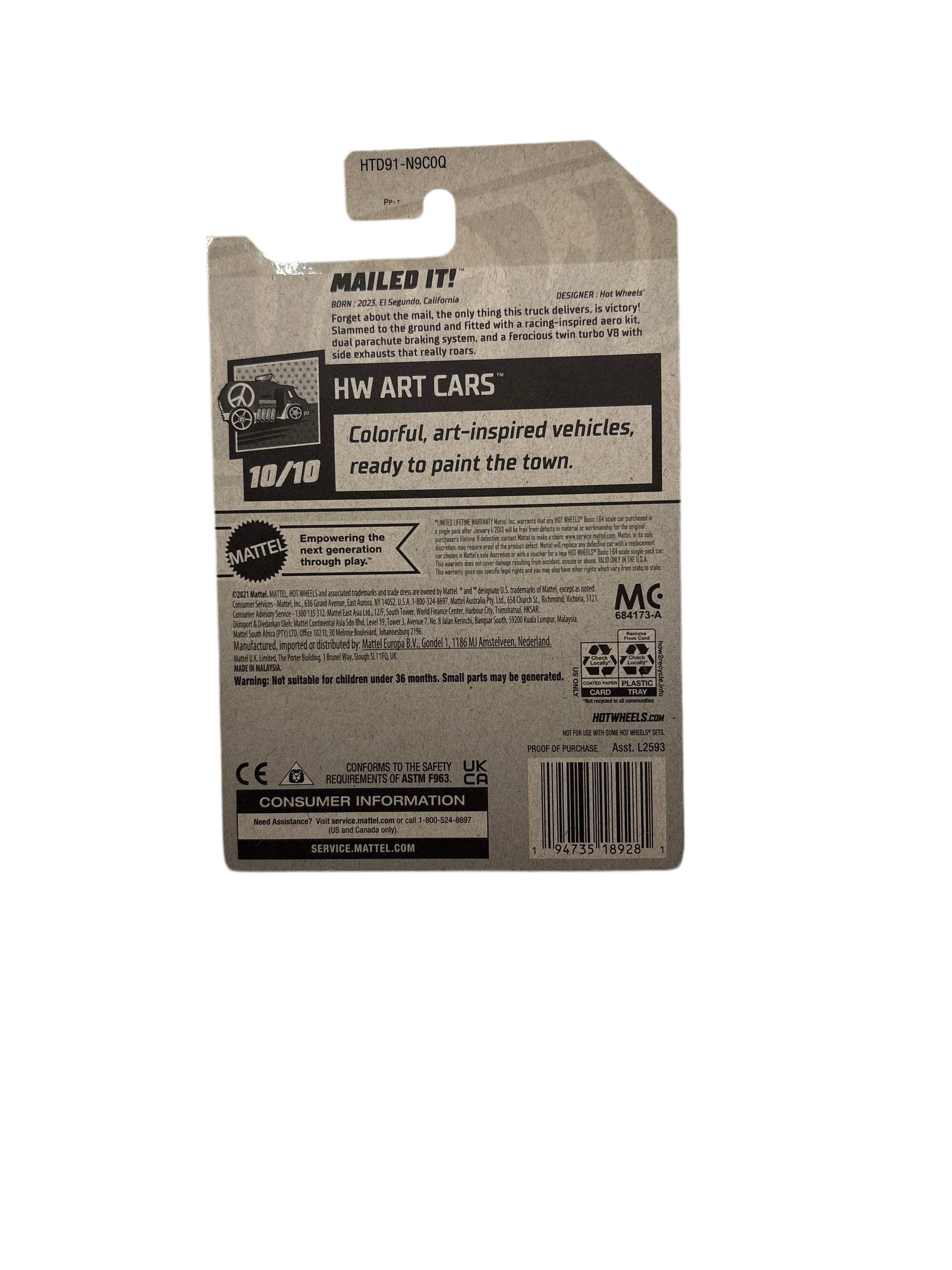 Hot Wheels Mailed It! Diecast white