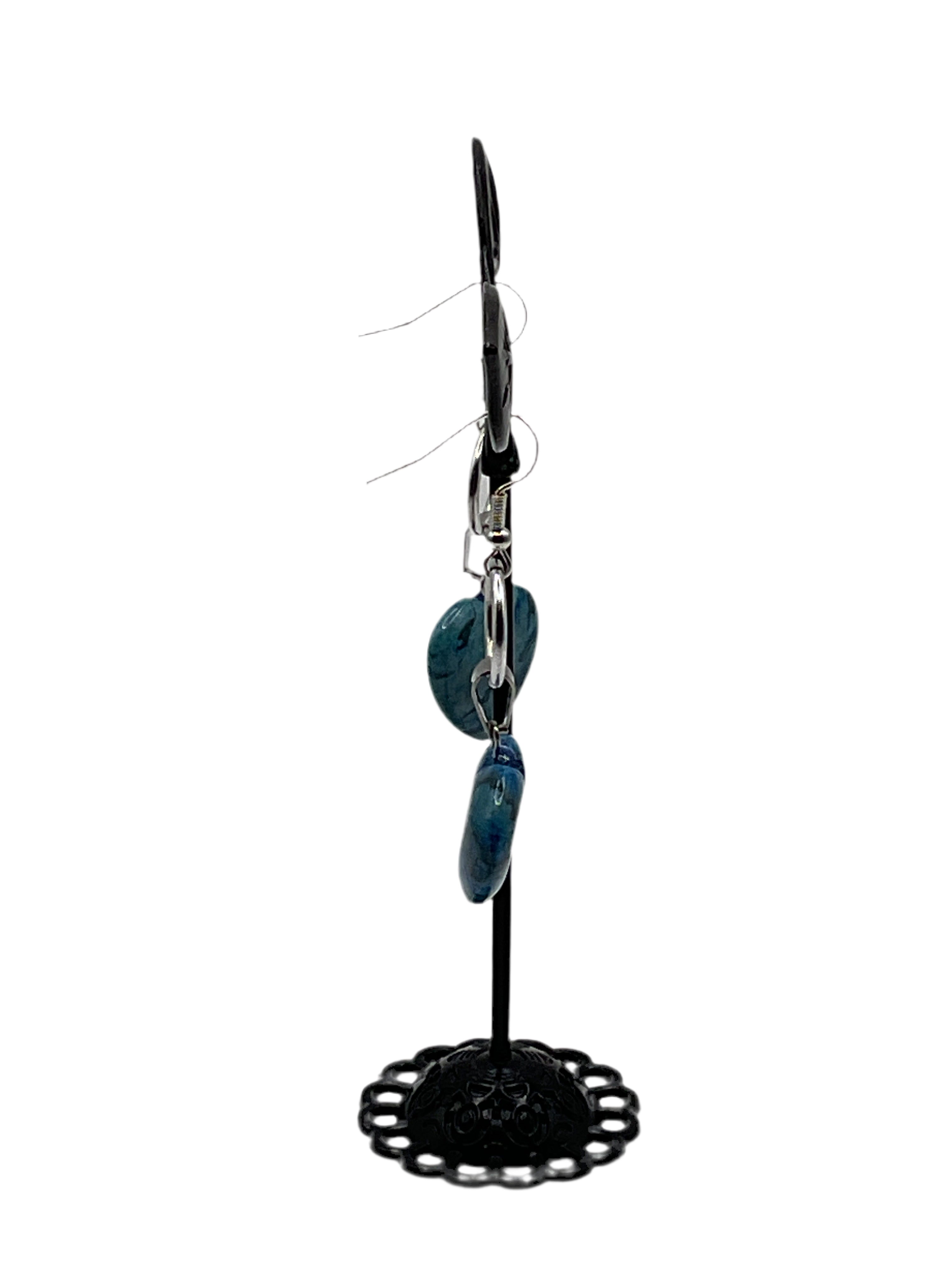 Blue Stone Heart Earrings