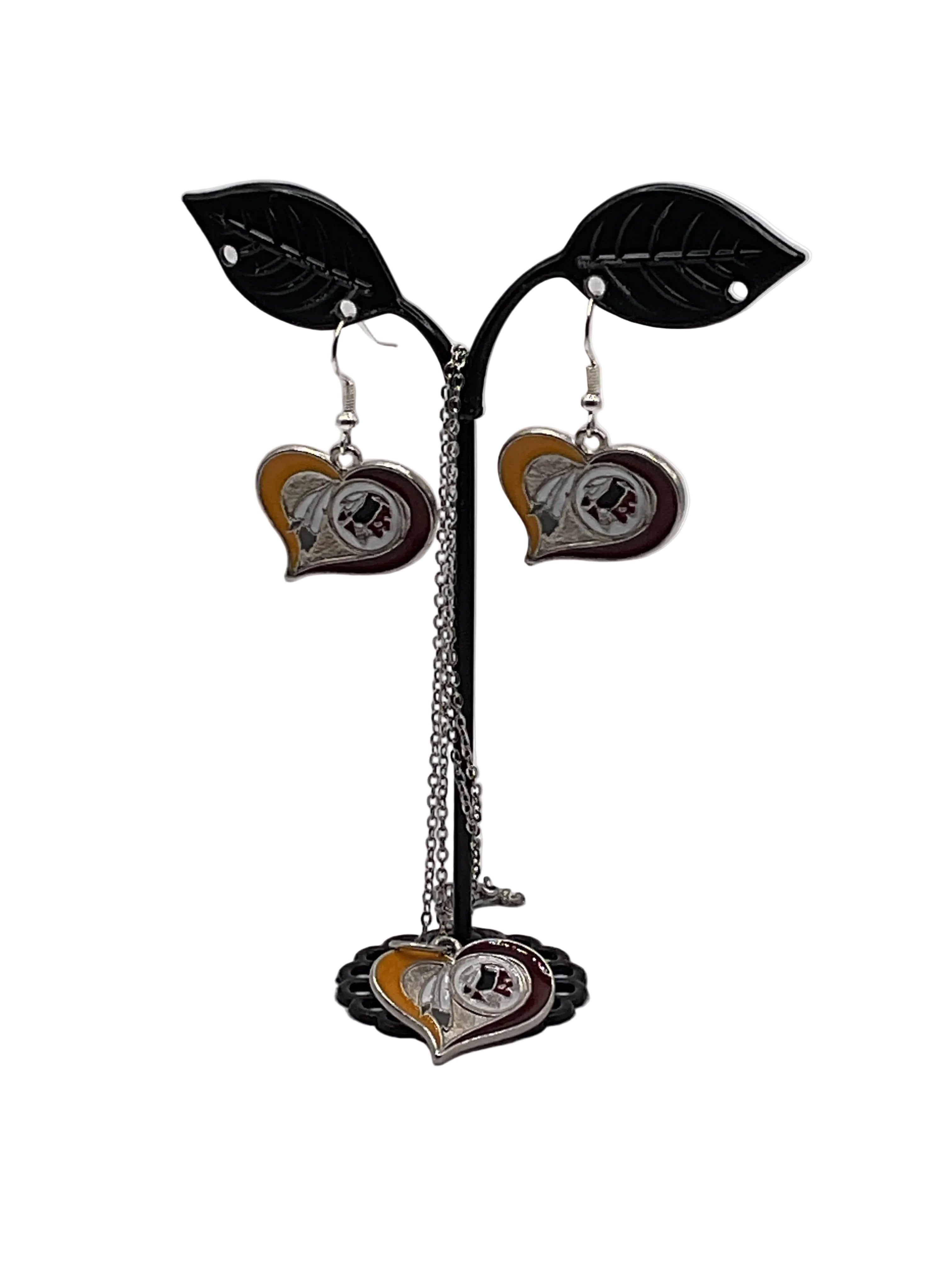 Enamel Heart Football Earrings