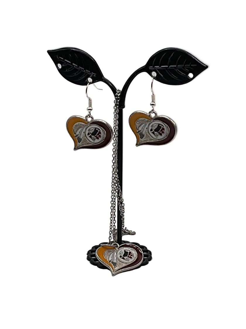 Enamel Heart Football Earrings