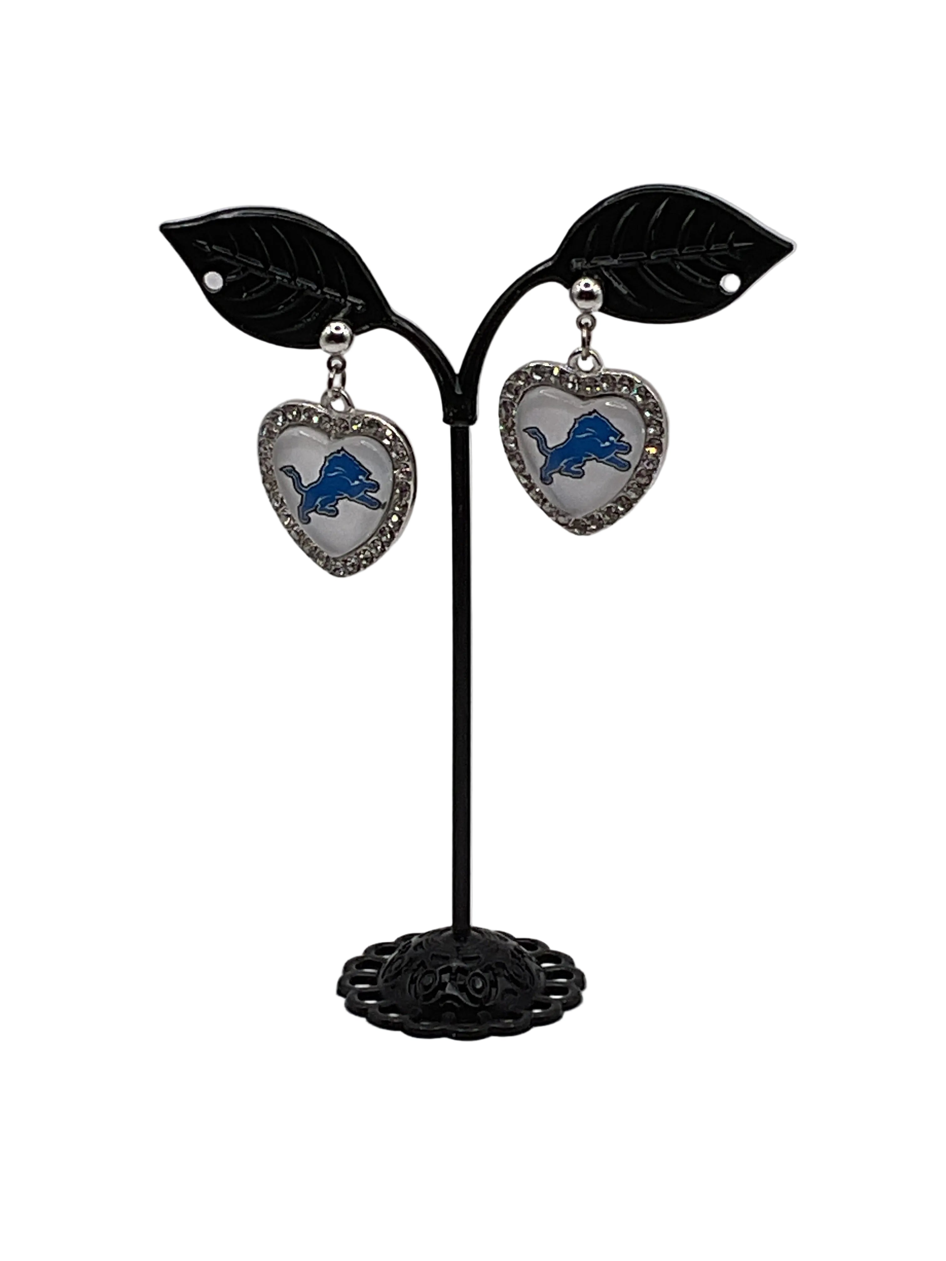 Football Heart And Crystal Earrings