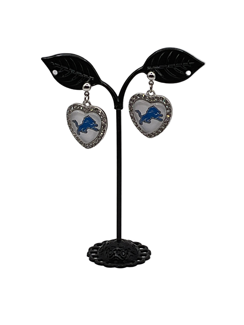 Football Heart And Crystal Earrings