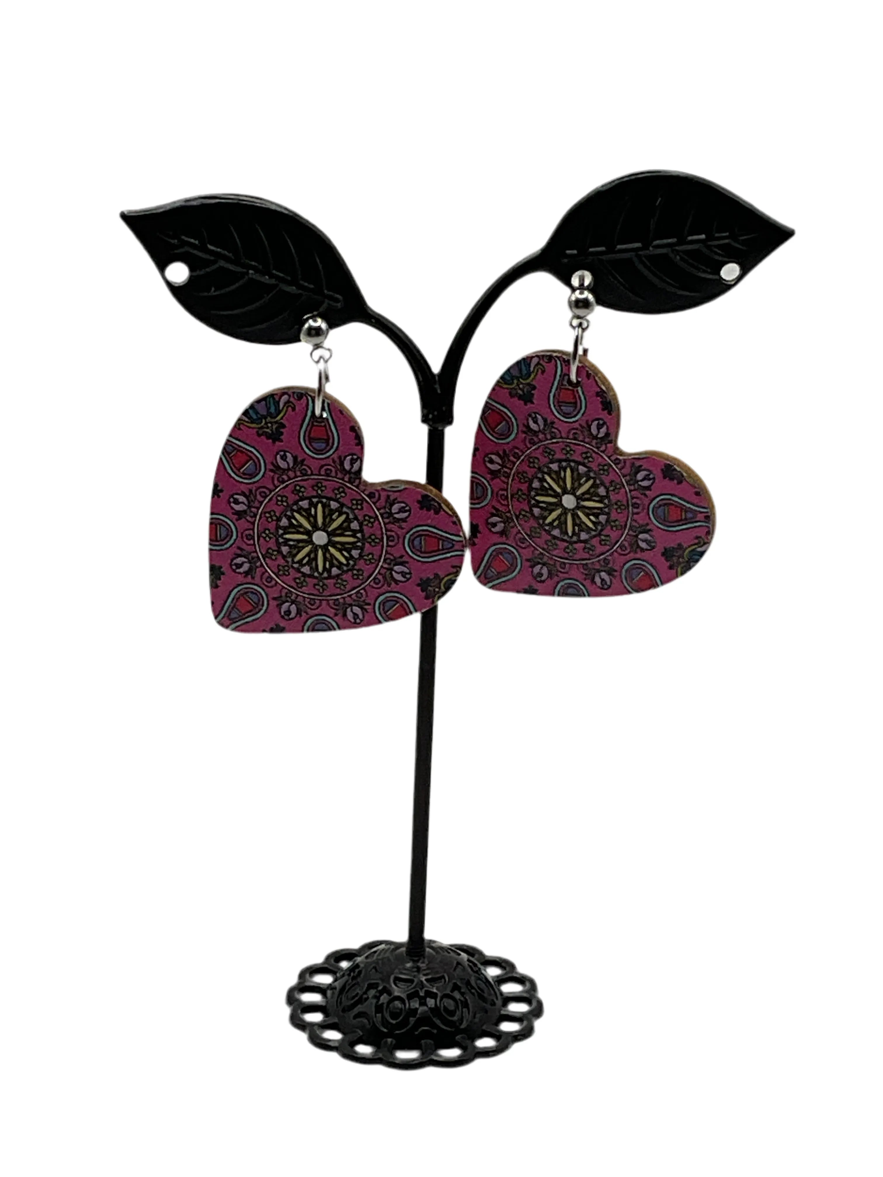 Printed Heart Earrings