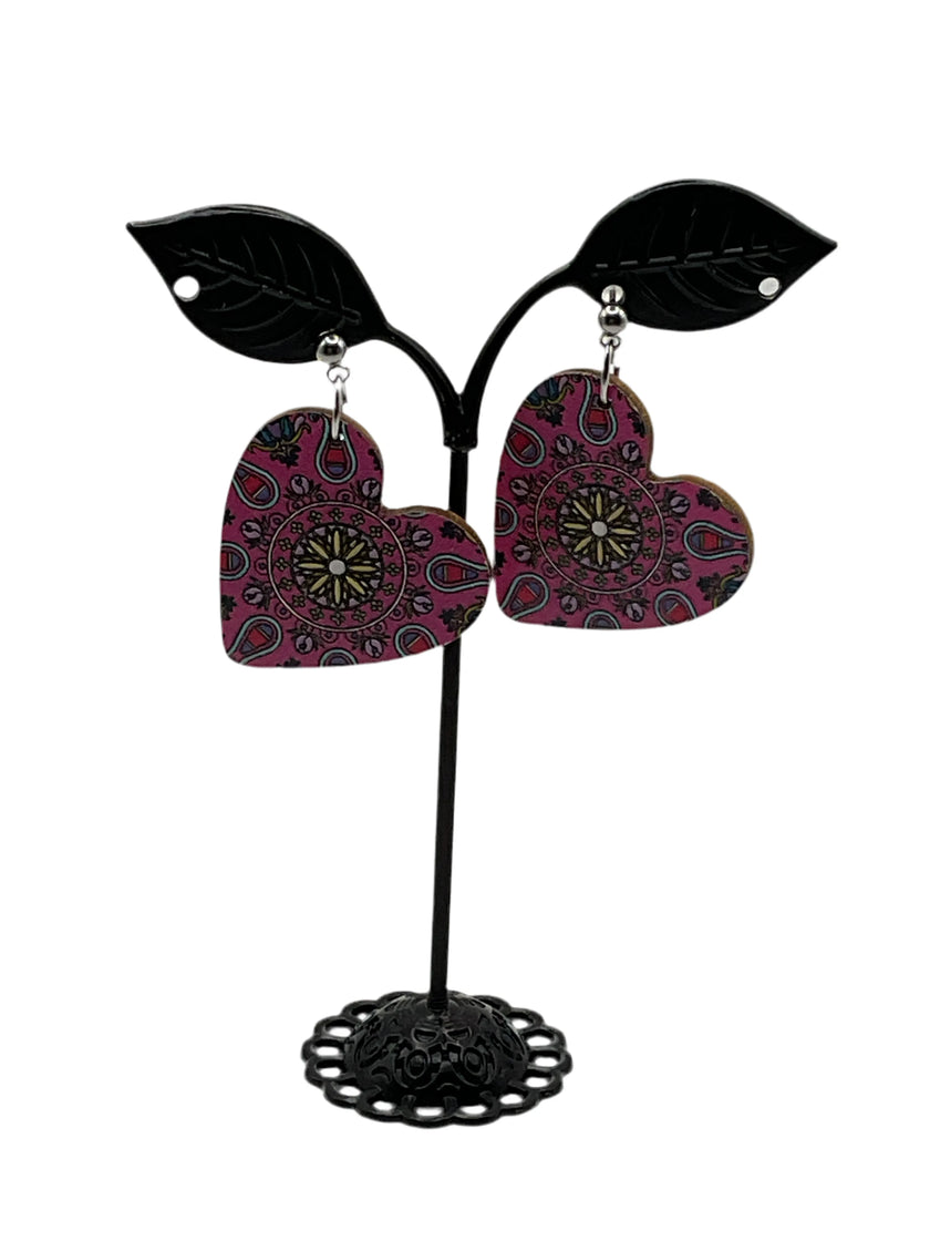 Printed Heart Earrings