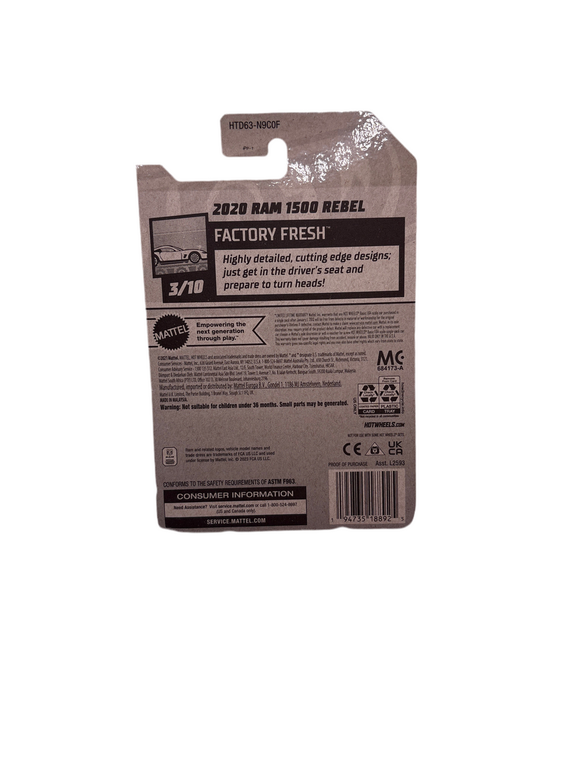 Hot Wheels 2020 Ram 1500 Rebel Diecast