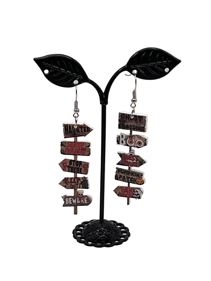 Halloween signpost earrings