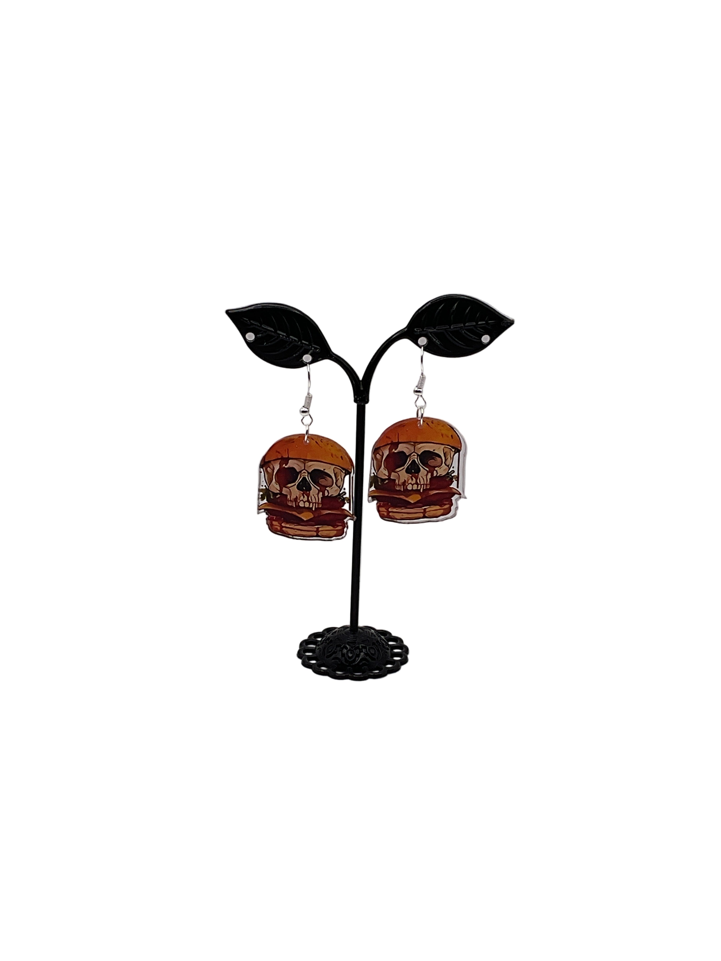 Double Skull Burger Earrings