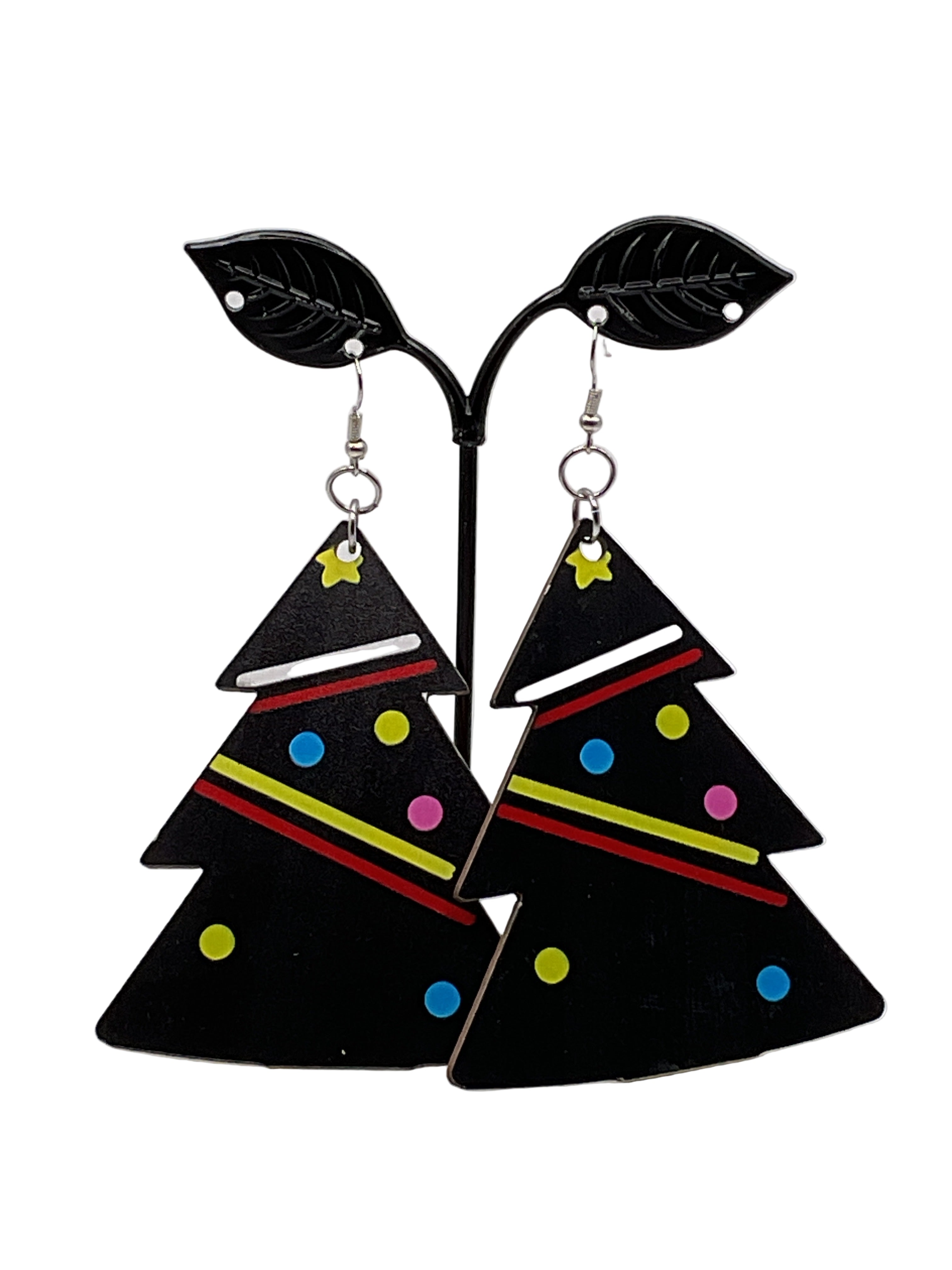 Large Wooden Christmas Earrings