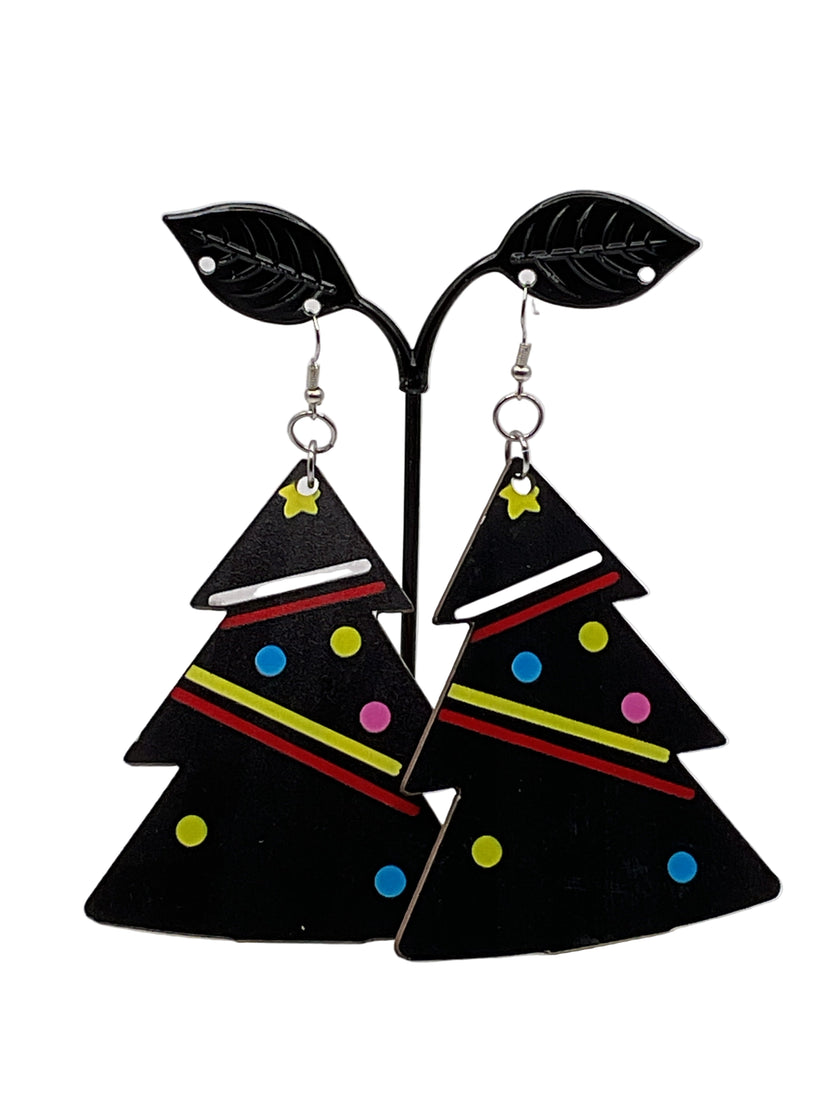 Large Wooden Christmas Earrings