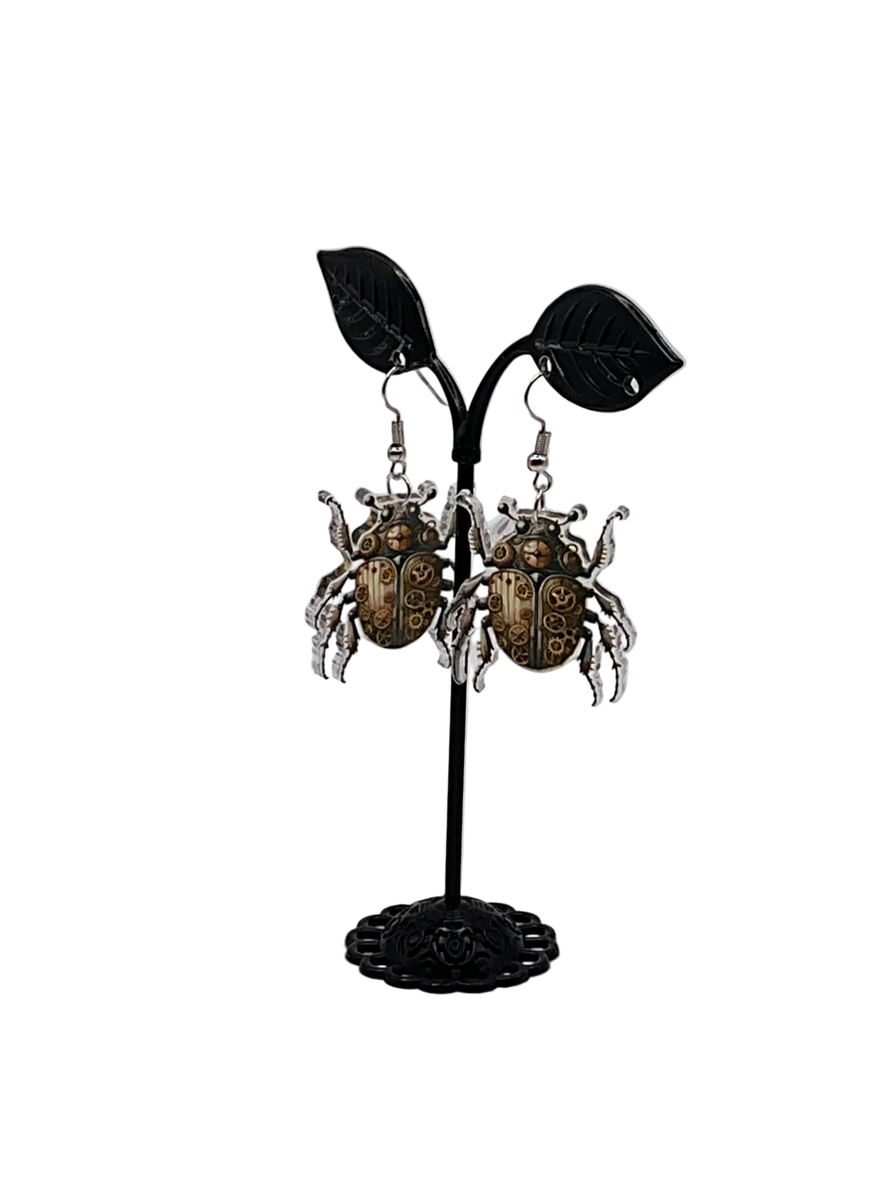 Steampunk Beetle Earrings
