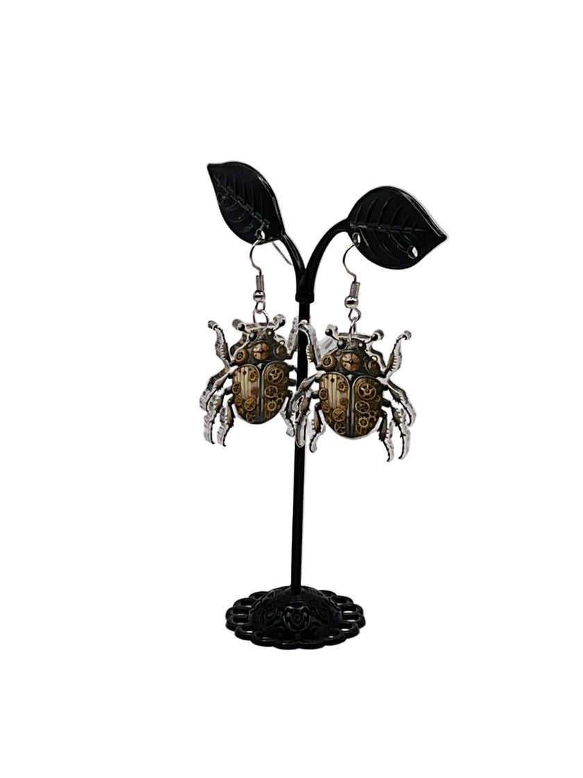 Steampunk Beetle Earrings