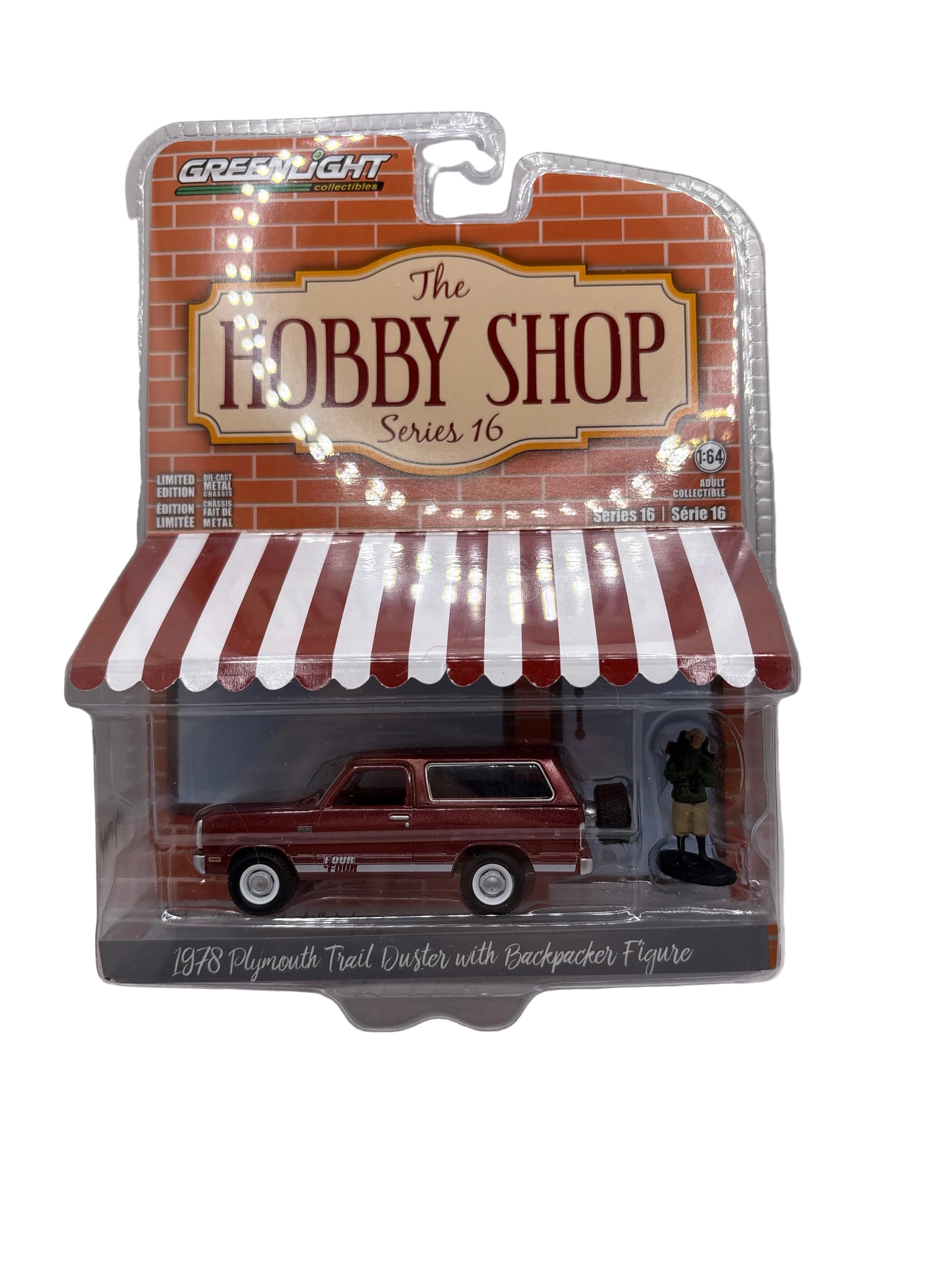 Greenlight 1978 Plymouth Trail Duster With Backpacker Figure Diecast