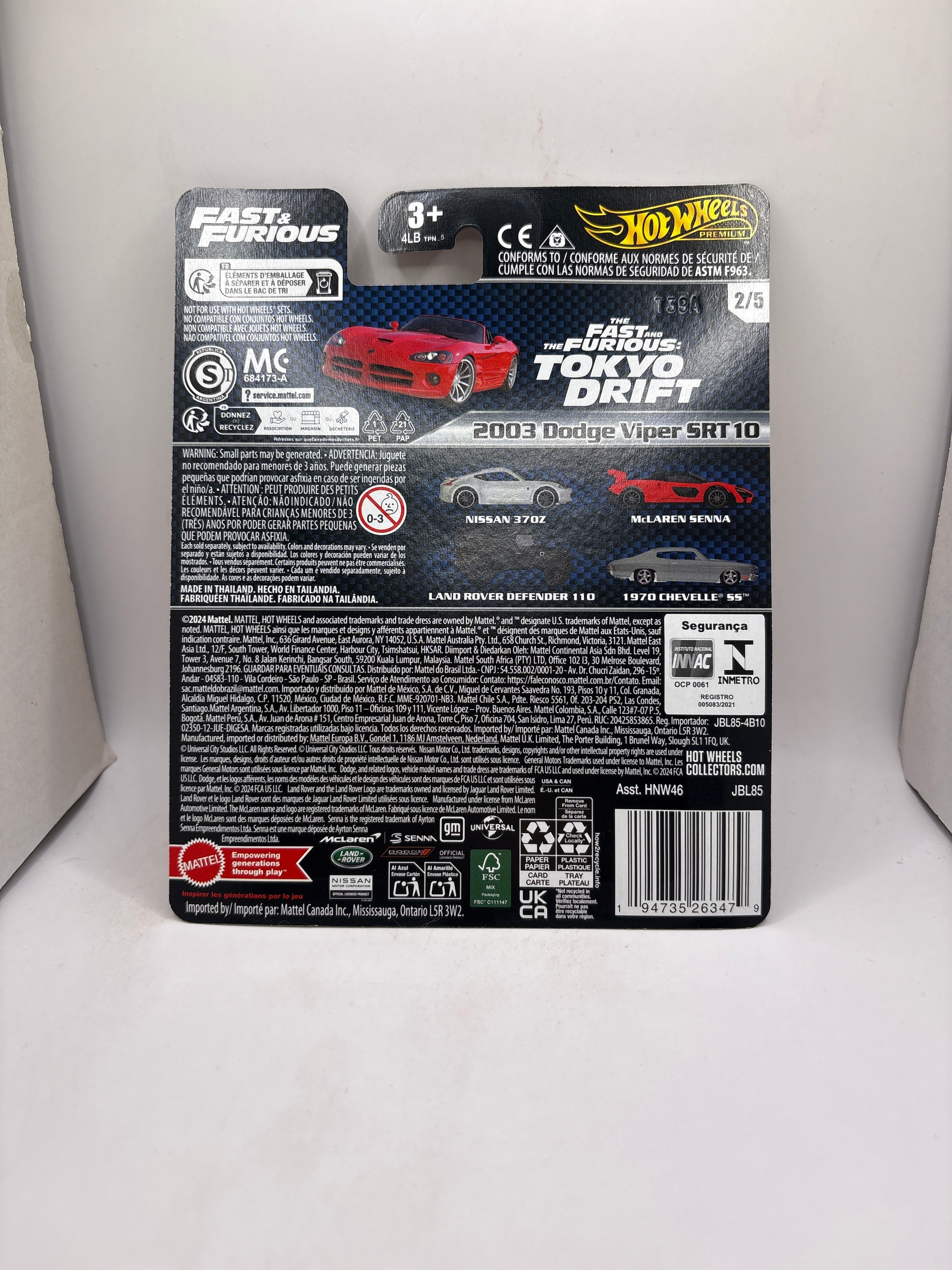 Hot Wheels 2003 Dodge Viper SRT 10 Diecast