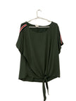 Olive Green Top with Racing Stripes