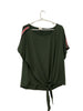 Olive Green Top with Racing Stripes