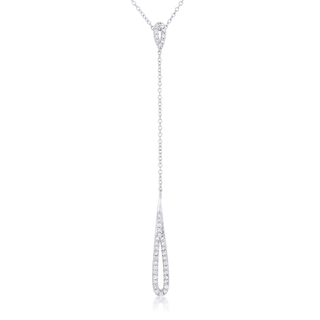 Chrisette 0.4ct CZ Rhodium Classic Drop Lariat Necklace