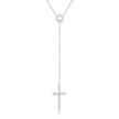 Miranda 0.3ct CZ Rhodium Classic Lariat Cross Necklace