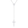 Miranda 0.3ct CZ Rhodium Classic Lariat Cross Necklace