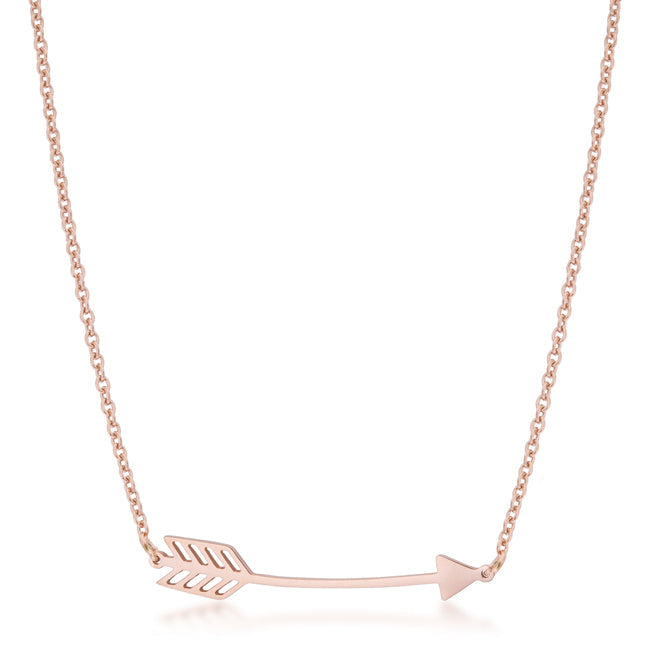 Arianna Rose Gold Stainless Steel Arrow Necklace