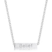 Luck Rhodium Stainless Steel Bar Script Necklace