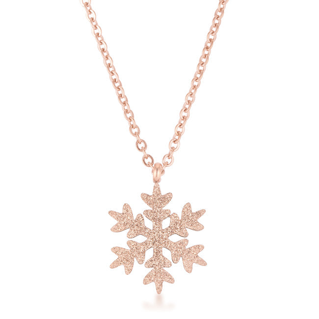 Jenna Rose Gold Stainless Steel Rose Gold Snowflake Necklace